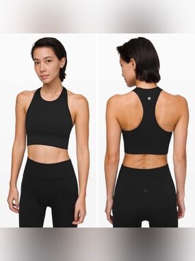 Lululemon Ebb to Train Longline Sports Bra Black Size 8